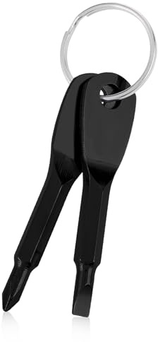 Yuanchu Multi-Functional Mini Screwdriver Set, 2-Piece Keychain, Black, Flathead & Phillips, Portable & Lightweight
