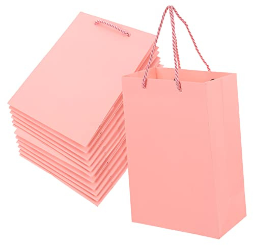 TOVINANNA 16stücke Teiliges Papiertragetaschen Mit Griffen Faltbare Geschenktüten Für Party Shopping Und Snacks Hochwertige Pinke Papiertüten Für Kleine Und Aufbewahrung