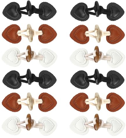 12 Paar Leder Knebelverschlüsse Knöpfe,Mantel-Knebelverschluss Kleine Geknöpfte Mäntel aus Kunstleder Knöpfe für Mäntel Jacke Pullover DIY-Dekoration