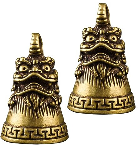 Generisch 2St Monster-Glocke-Anhänger Fußballrassel Kuhglocke Knöpfe Glockenzelt verdrahtet büro Dekoration Handmade anhänger Vintage Glocke hängende Verzierung Partygeschenk Messing Golden