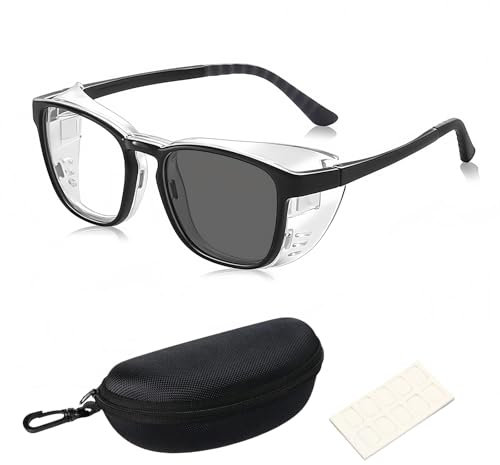 Vyloky Schutzbrille Sehstärke für Brillenträger,Sicherheits-Überbrille,Augenbefeuchtung,Tropfer,kratzfest,beschlagfrei,verstellbare Bügel,Wrap-around,Sicherheitsbrille (Schwarz+Verlaufsgläser, -4.5 D)