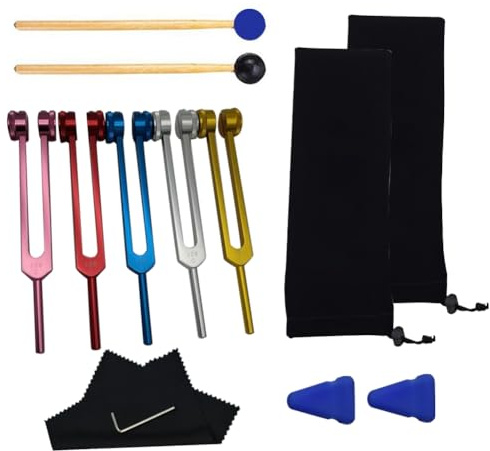 Fuhjythy C-128HZ Stimmgabel-Set, Stimmgabel Zur Chakra-Heilung, Klangtherapie, Hält Körper, Geist und Seele in Perfekter Harmonie, Einfache Installation, Einfach zu Bedienen
