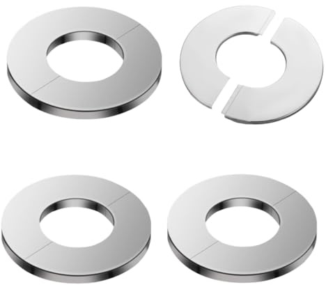 FRYSKYO 4er-Pack Edelstahl-Rohrabdeckungen, Runde Rosettenplatte, Wandmontiertes Zubehör for Wasserrohrabdeckungen, Wand-Split-Flansch for Duschrohr, Herdhahn, Wasserhahn-Dekoration, Badezimmer(90mm)