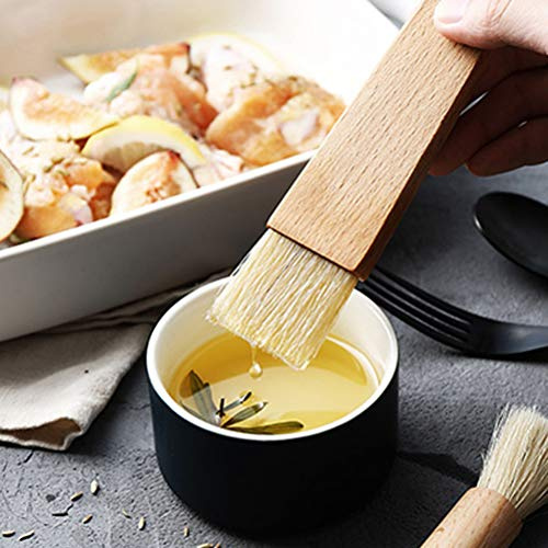 Basvella da Ballo, Pennello per Pasticceria a Spazzola Silicica con Manico in Legno BBQ Bascato a Spazzola per Olio di Barbecue Forno, Cottura, Barbecue (Colore assortito)