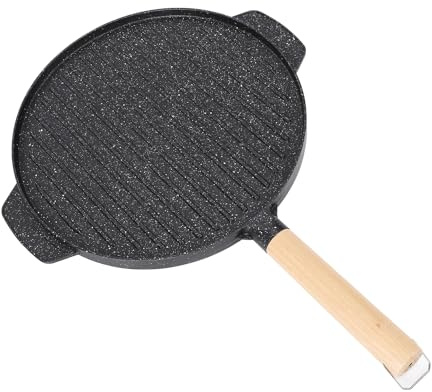 Riuulity Padella per Barbecue, Distribuzione Uniforme del Calore su Entrambi i Lati, per Bistecche, Pesce, Verdure, Pizza, Piastra per Grigliare All'aperto (S)