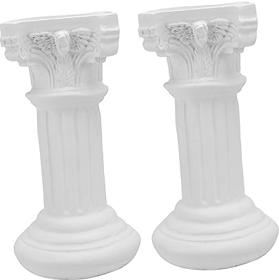 HOMSFOU 2pcs White Resin Angel Figurines European Style Decorative Home Ornaments Roman Columns for Sand Table Decor