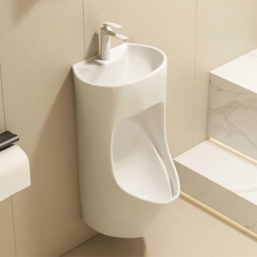 Orinatoio Sospeso in Ceramica per Uomo, Urinatoio da Uomo Commerciale a Prova di Fuoriuscita con Lavabo e Rubinetto per Bagno, Hotel, Garage