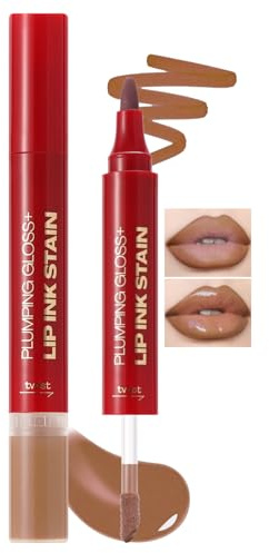 Double crayon à lèvres semi-permanent waterproof, marqueur de couleur longue durée, encre plumper à lèvres, tenue du rouge à lèvres liquide hautement pigmentée pour 24 h de maquillage des lèvres, 06