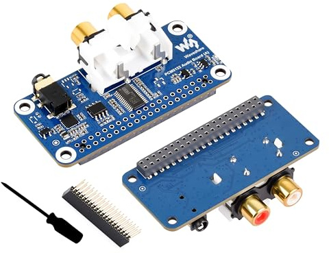 PCM5122 HiFi I2S DAC Audio Card Compatible with Raspberry Pi 5/4B/3B+/3B/Pi Zero W/Zero 2W/Pico W/Pico 2W, Based On Pi 40PIN GPIO Header, Stereo Encoding/Decoding, Support Audio Playback