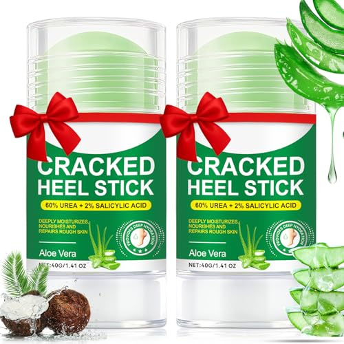60% Urea Cream plus 2% Salicylic Acid,2PCS Racked Heel Repair Balm Stick for Dry Cracked Feet Treatment,Foot Hand Cream Stick for Smoothing Hands Elbows Feet Knees,Moisturizes Hydrates the Dry Skin
