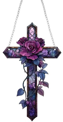 Religious Christmas Decoration - Christian Acrylic Suncatcher in 2D Look, Flat Flower Ornament for Christmas Tree and Window, Decorative Christmas Decoration for Living Room, Festive Wall Decoration