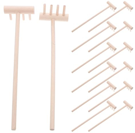 BESPORTBLE Rastrillo de Arena en Miniatura de 24 Piezas, Herramienta de Zen de Madera, pequeño rastrillo de Tierra para jardín, para arenero de bonsái, jardinería Infantil, Arena de Bricolaje,