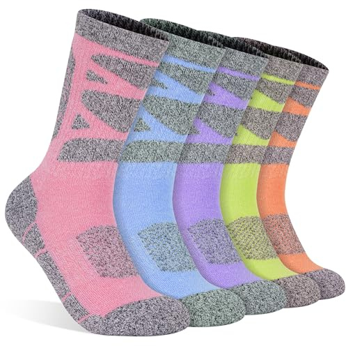 SkiBeaut Hiking Socks for Women 5 Pairs Thermal Winter Warm Boot Work Cushion Mountain Hiking Socks