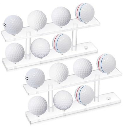 Vynetra 2 x Acryl-Golfball-Vitrine, Schrank, Regal, doppellagig, Ständer für Sammlungen, Golfballregal mit sicheren Rillen
