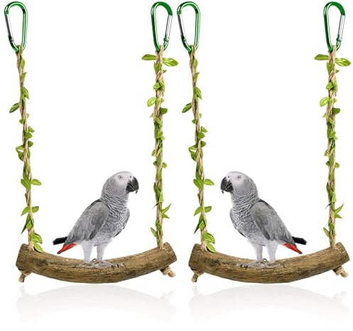 2 Stück Wellensittich Spielzeug, Schaukel Naturholz, Vogelspielzeug, Vogelspielzeug Wellensittich, Vogelkäfig Zubehör, Natürliches Spielzeug Für Vögel, Langlebig Und Sicher
