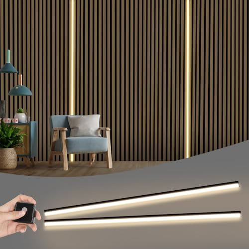 LED für Akustikpaneele, 2.4m Eingebetteter Akustikpaneele Beleuchtung, Dimmbare Led Akustikpaneele mit Touch-Schalter für Akustikpaneele Regale Schränke, Schneidbar, Schwarz (2 Stück)