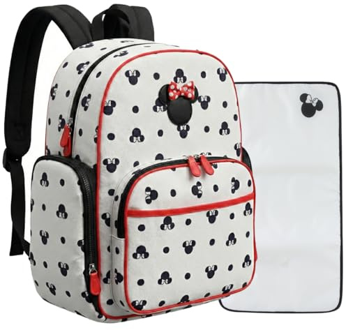 Disney Baby Multi-Functional Diaper Bag Backpack with Changing Pad, Stroller Attachment and Insulated Bottle Holder Pockets