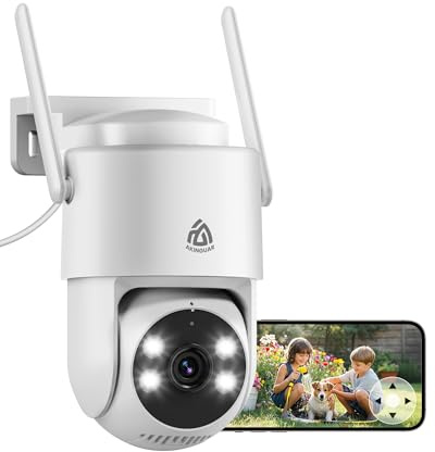 2K Cámara Vigilancia WiFi Exterior 360° PT, Alarma Luz y Sonido, IP66