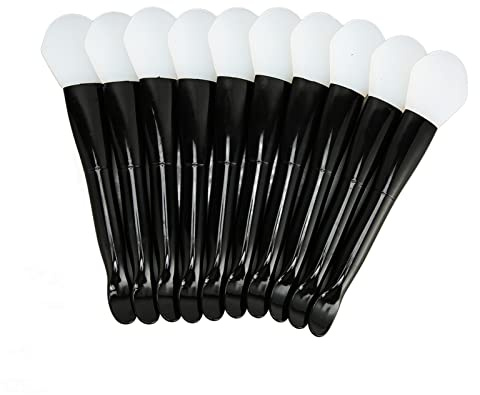 YUMILI 10 pinceles para máscara facial con cuchara, silicona suave, mango negro, para mujeres y niñas