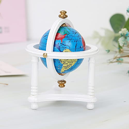 Domary Dockhustillbehör Mini Globe Study Vardagsrumsdekoration för 1/12 Skala Docka (Vit)