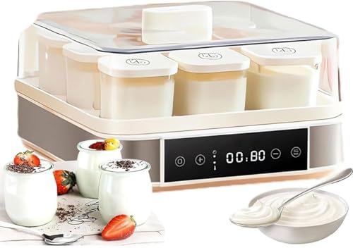Automatisk Yoghurtmaskin, Automatisk Digital Yoghurtmaskin Med Justerbar Temperatur- Och Tidskontroll, 9 Glasburkar, Yoghurtmaskin I Rostfritt Stål För Ekologisk Yoghurt I Hemmet, Ostmaskin