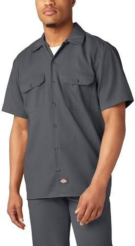 Dickies herr arbetsskjorta kortärmad – vit, Träkol V1, 5XL