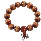 KWON Shaolin Braccialetto, Legno di Cedro, Rosso (Rot), Taglia Unica