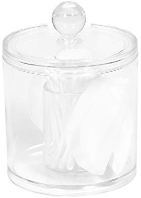 Compactor Transparent Cotton Bud and Cotton Wool Pad Storage Container and Dispenser with Lid, Makeup Remover Cotton Pads Organiser and Cotton Wool Balls Holder for Bedroom and Bathroom Storage