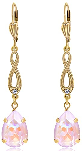 Jugendstil Ohrringe Markenkristalle Gold Crystal Lavender Delite NOBEL SCHMUCK