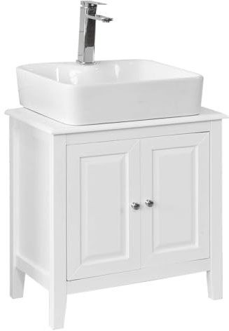 SoBuy® FRG202-W Base armadietto a due ante, Armadietto sotto lavabo, bianco, | Base Armadietto Bagno a Due Ante, FRG202-W