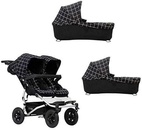 Mountain Buggy duet buggy V3 als Doppelsitz-Buggy + 2 Babyschalen - grid
