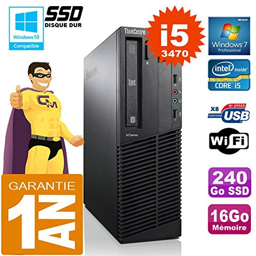 Lenovo PC M92p SFF Core I5-3470 RAM 16Go Disco 240 GB SSD Dvd Masterizzatore Wifi W7 (rigenerato)