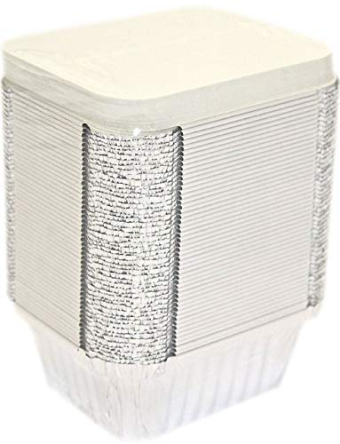 50 contenitori in alluminio per alimenti, adatti al freezer, per asporto o per il pranzo, per conservare curry, peperoncini, cibo cinese e altro ancora, dimensioni 142 x 116 x 41 mm