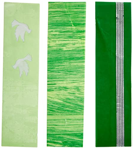 Pracht Creatives Hobby 7073-20035 Wachsplatten Mix grün/silber, 3 halbe Wachsstreifen mit einem Motiv, ca. 200 x 50 x 0,5 mm, zum Modellieren und Verzieren von Kerzen