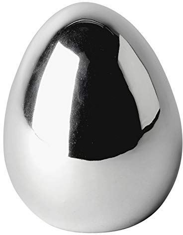 Dio dekoratives frühlingshaftes großes Deko-Ei Oster-Ei Keramik Silber glänzend
