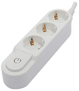 Multipresa design 3 X 16 A con interruttore - 0,5 m - Bianca (SCH)