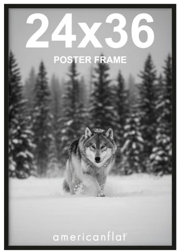 Americanflat 24x36 Poster Frame with Polished Plexiglass - Streamline Collection - Thin Border Picture Frame for Wall Display - Hanging Hardware Included - Black