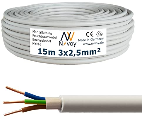 NYM-J 3x2,5 mm² 15m Mantelleitung Installationskabel Stromkabel nach DIN VDE 0250 M140