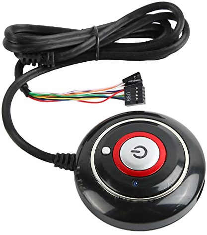Dpofirs Interrupteur d'alimentation D'ordinateur de Bureau, Bouton d'alimentation PC Externe PC on Off Power Bouton, PC Power Switch pour Internet Cafe (2 USB)