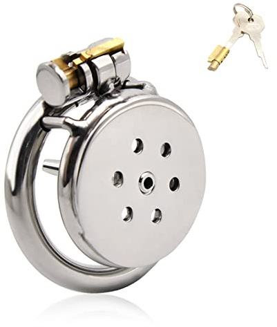 BDSMLOVE Cage de Chasteté en Métal, Cage à Pénis avec Dilatateur Urétral Ceinture de Chasteté Jouets Sexuels SM Bondage pour Hommes (S+40mm Anneau)