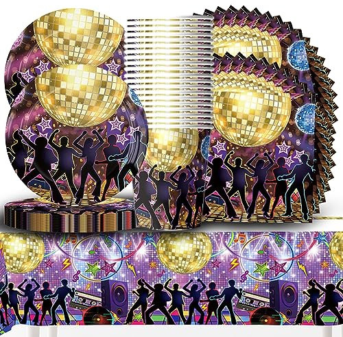 Shamoparty 61 st kalaspaket discotallrik kopp servetter bordsdukar dekoration disco festservis musik bordsdekoration temafest