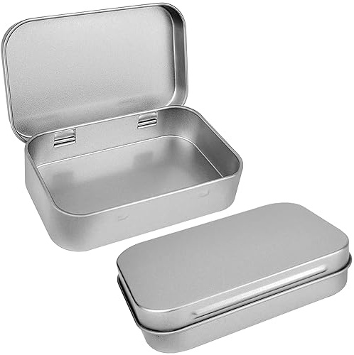 QIANCAIWANG 1 Pack Metal Rectangular Tins Box Containers, Small Storage Box with Lids for Tobacco, Cigarettes, Candy, Jewelry (1 PC, Silver)
