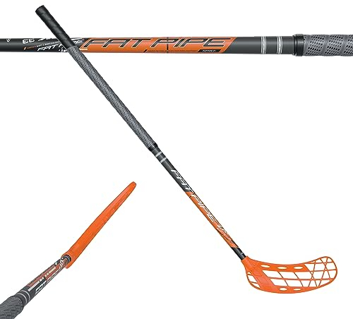 FAT PIPE Floorball Schläger Unihockey Stock 'Zack 33 Bone ORANGE' - IFF Zertifiziert (Rechte Hand Oben (Linksauslage), Schaftlänge 92 cm (Gesamtlänge 102 cm))