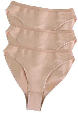 Daydance Tan Girl's Gymnastic Briefs Cotton Seamless Ballet Underwear for Dance, Performance, Skating 3 Packs