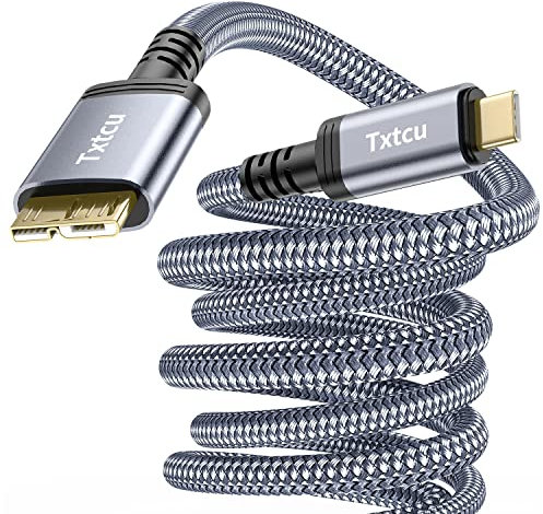 Txtcu USB C auf Micro B Kabel 1.5m, Typ C 3.0 zu Micro USB 3.0 Festplattenkabel USB C Stecker auf Micro-B Stecker Kompatibel mit der externen Festplatte Toshiba/Seagate/WD, MacBook, Galaxy S5 Note 3