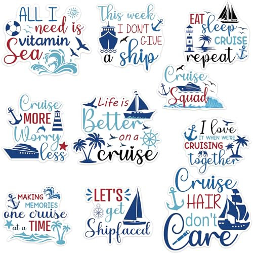 Cruise Ship Door Decorations, 10PCS Large Cruise Door Decorations Magnetic This Week Funny Carnival Cruise Magnets Cabin Magnets Birthday Magnets for Cruise Door Fridge Car Computer