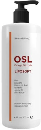 OSL Omega Skin Lab OSL Liposoft Cream 200 ml: Sanfte Hautpflege, Gesichtsfeuchtigkeitscreme und Körperlotion für normale und empfindliche Haut – mit Hyaluronsäure, Urea, Squalan, Oliven- und Jojobaöl,