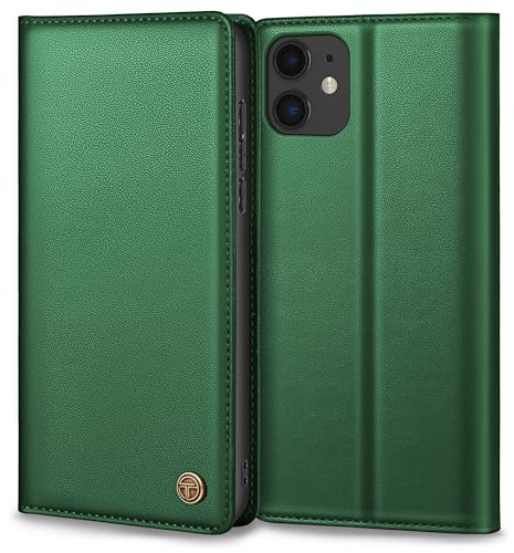Thorhülle Handyhülle für iPhone 11 Hülle, Premium Lederhülle Schutzhülle Tasche für iPhone 11 Hülle Wallet Kartenfach Standfunktion Klappbar Flip Case für iPhone 11 Hülle, Pine Grün