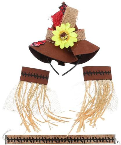 WOFASHPURET 4stücke Teiliges Cosplay-zubehör Für Halloween Strohhut Armband Halskette Und Dekoration Für Erwachsene Für Karneval Und Kostümpartys
