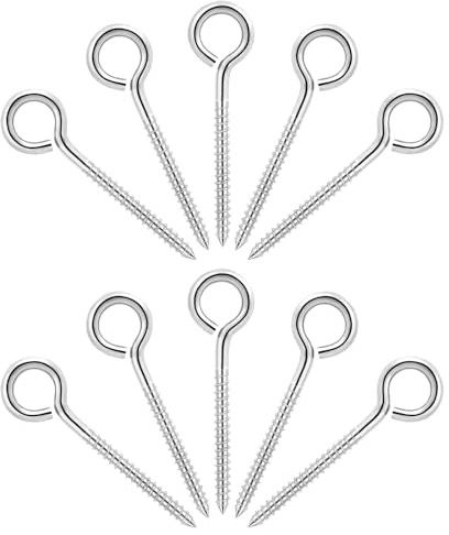 TooTaci Eye Bolts Stainless Steel Screws in Hooks, 10Pcs Heavy Duty Eye Hooks Screw M6/80mm Screws Eyelet, Ceiling Self Tapping Screw Eye Hooks, Vine Eyes for Climbing Plants, Heavy Duty Hanging